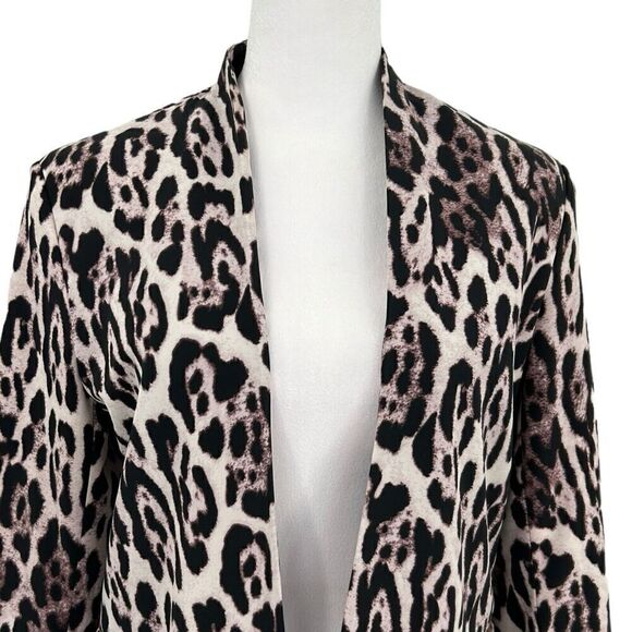 Robert Rodriguez Chocolate Purple Leopard Open Front Zip Pockets Size 10 Blazer - Picture 8 of 15
